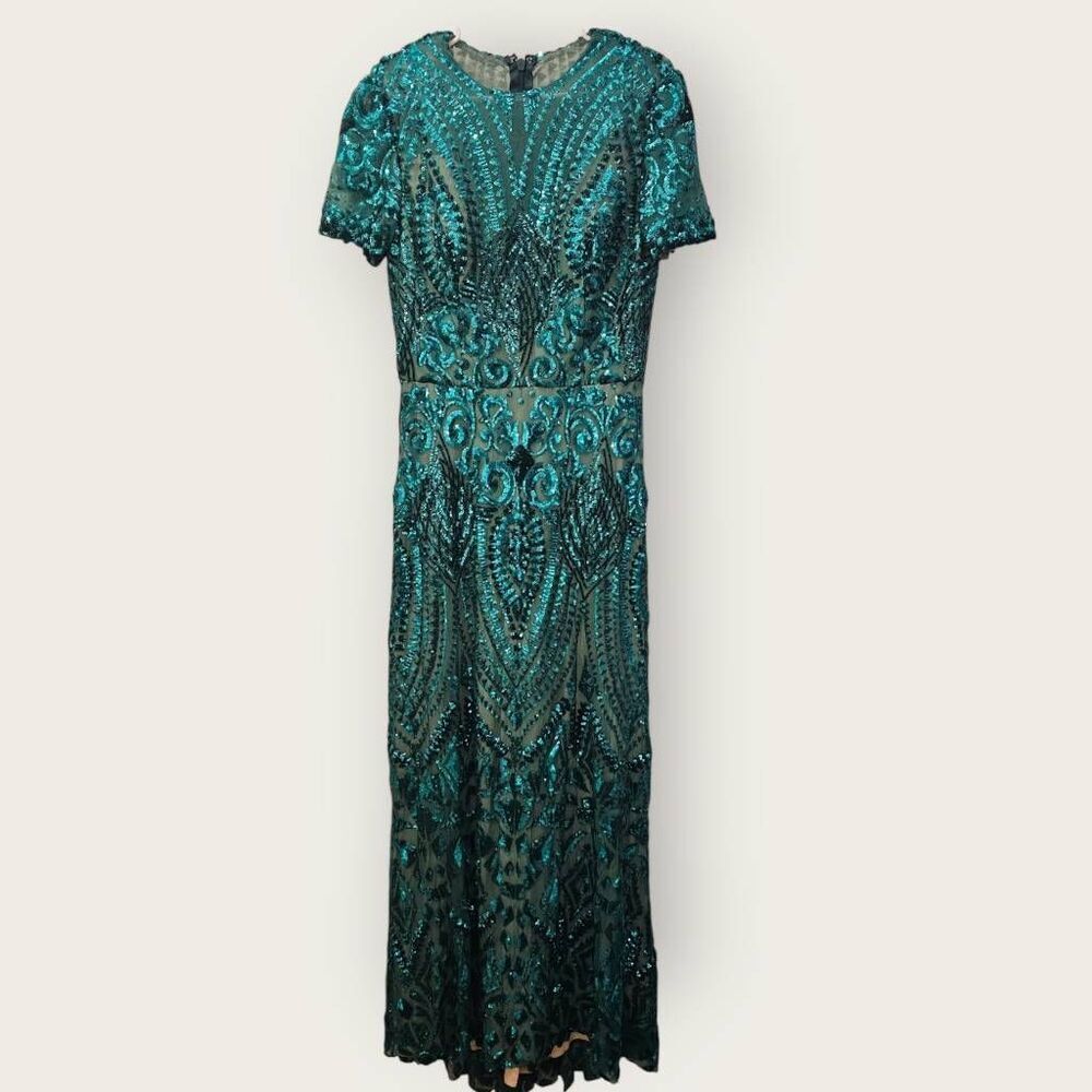 Women's Short Sleeves Sequins Mermaid Evening Dress Formal Party Prom Gowns SZ 1